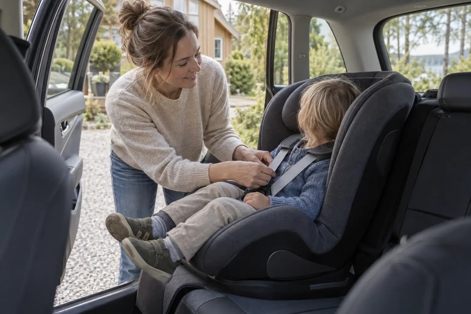 Realistisk familjebild för Bilbarnstol med Isofix - jämför modeller