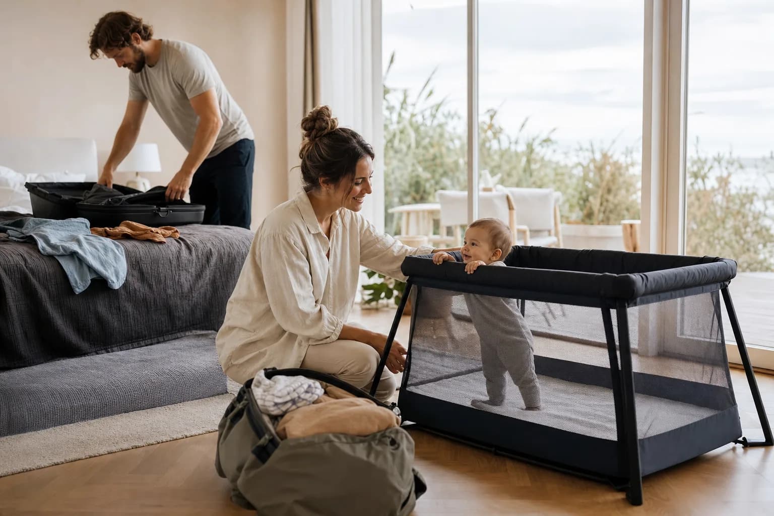 Realistisk familjebild för Resesäng för baby - jämför enkla resesängar