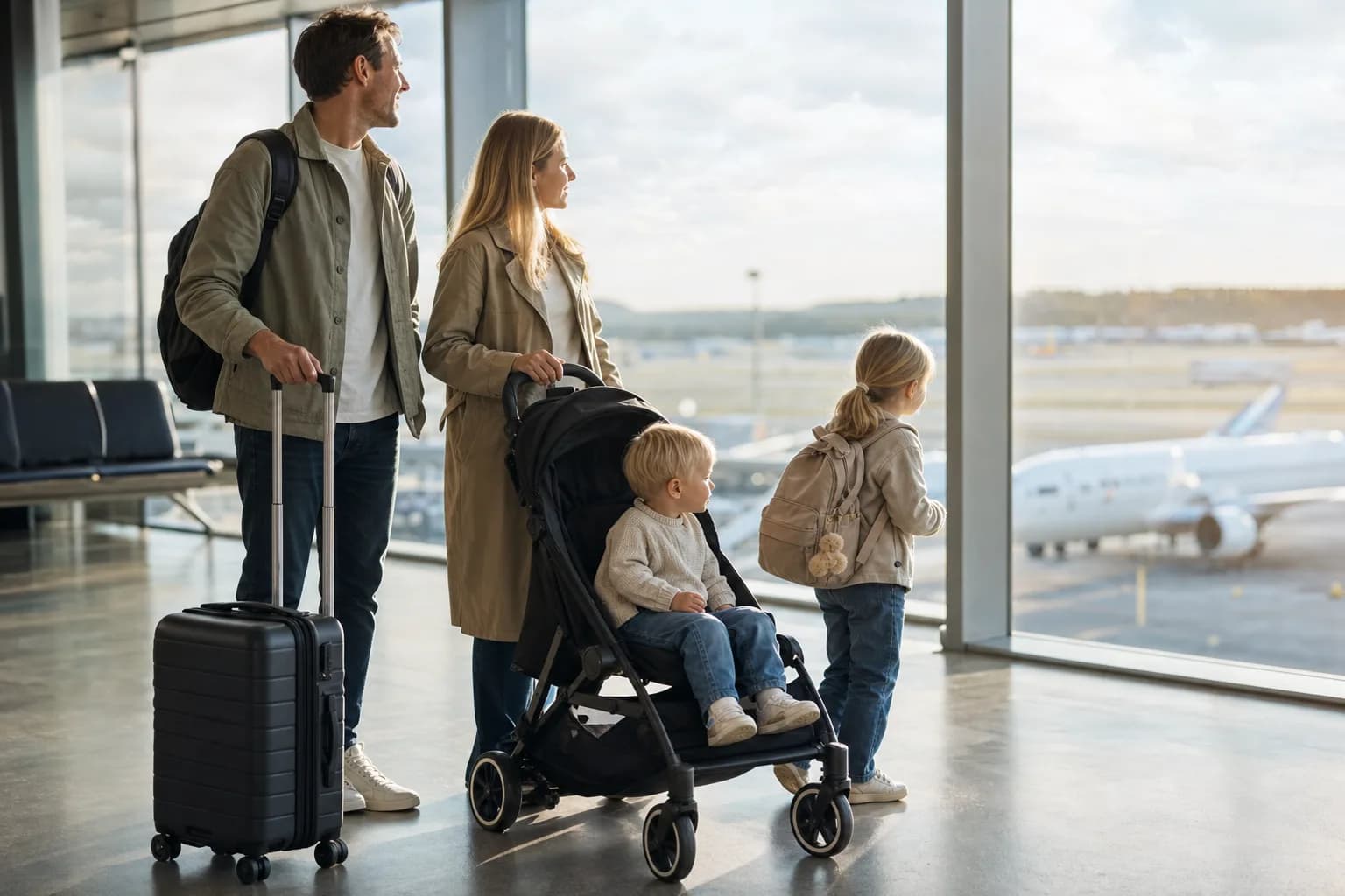 Realistisk familjebild för Resevagn som handbagage - jämför kompakta vagnar