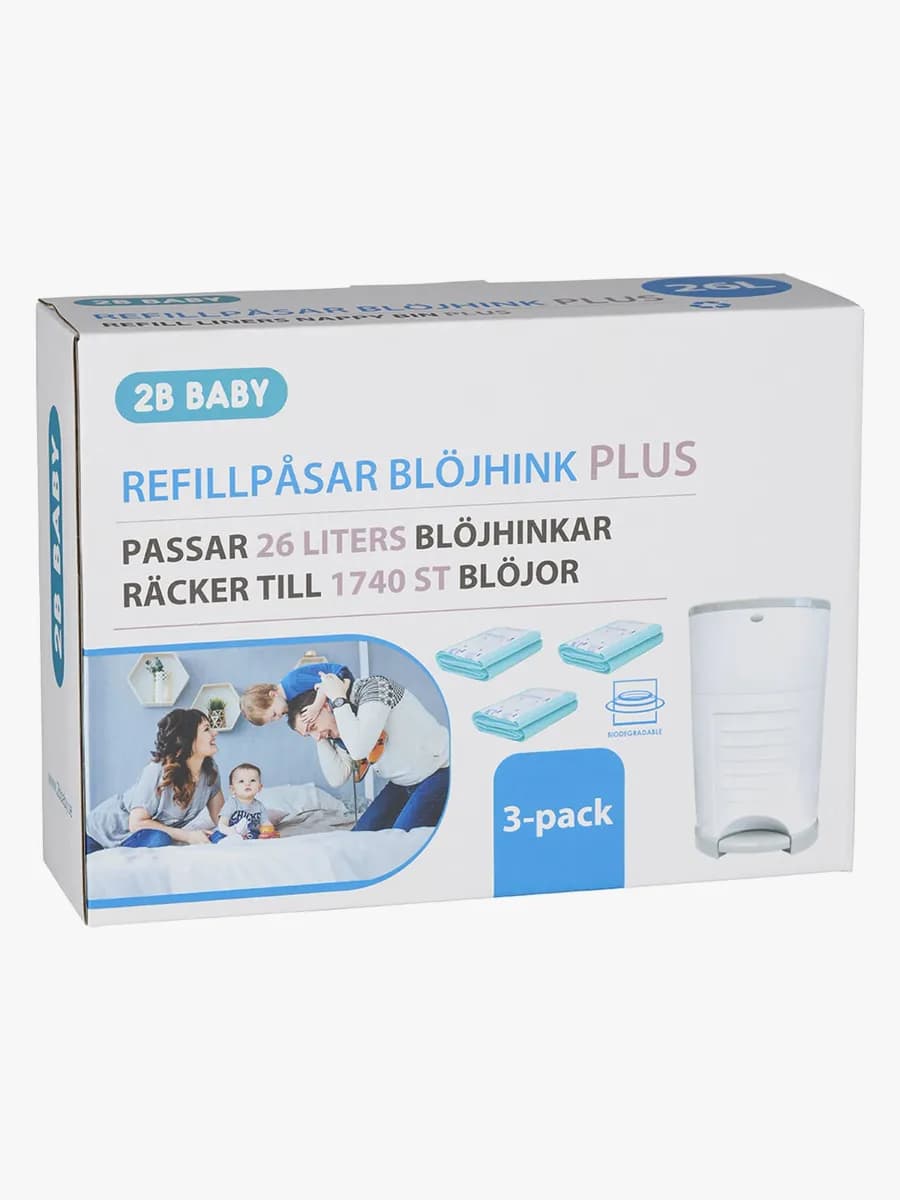 2B Baby Refillpåsar PLUS Till Blöjhink 26 Liter 3-pack