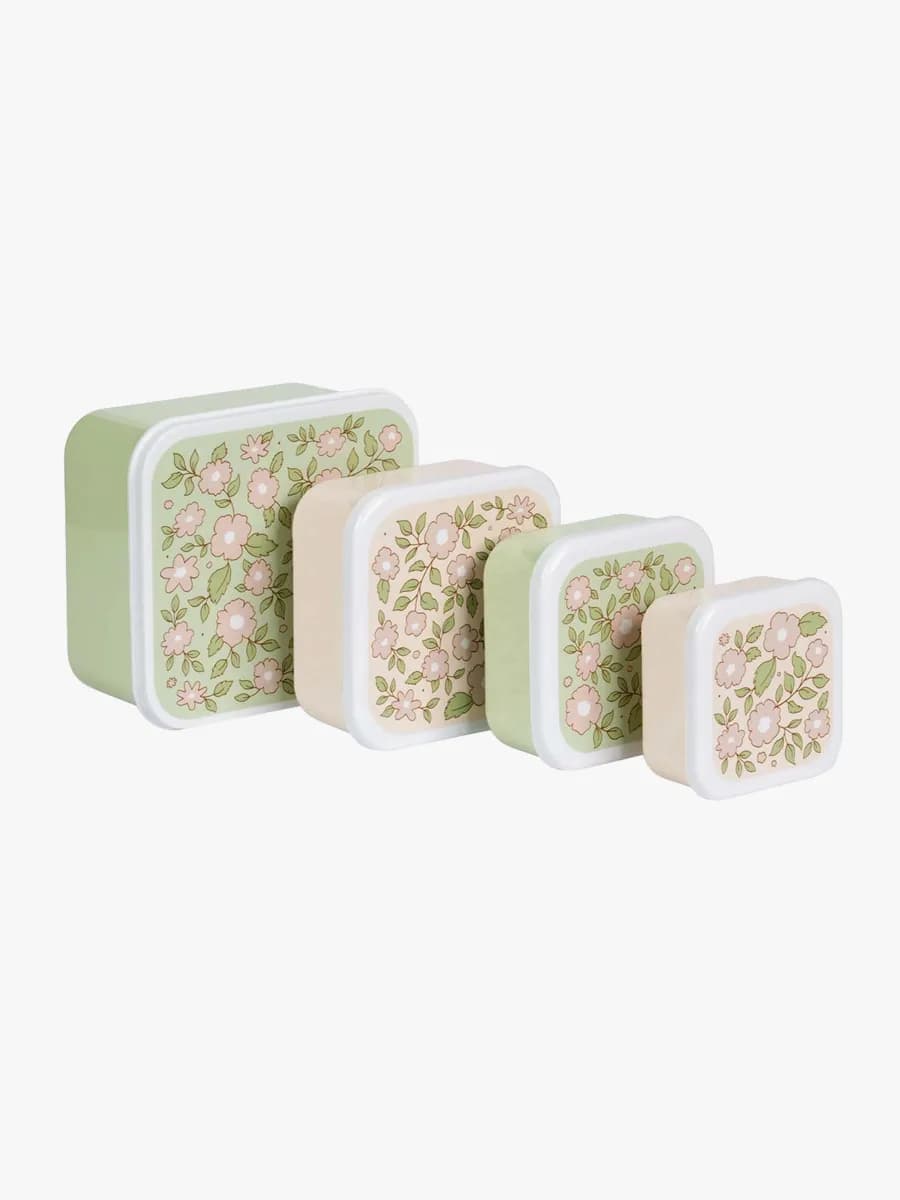 A Little Lovely Company Lunchboxset, Blomstrande salviagrön