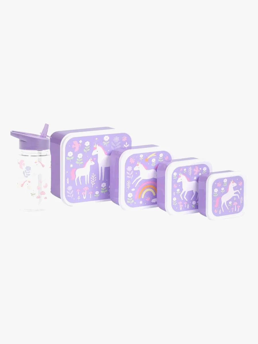 A Little Lovely Company Snack Box &  Flaska, Unicorn Dreams