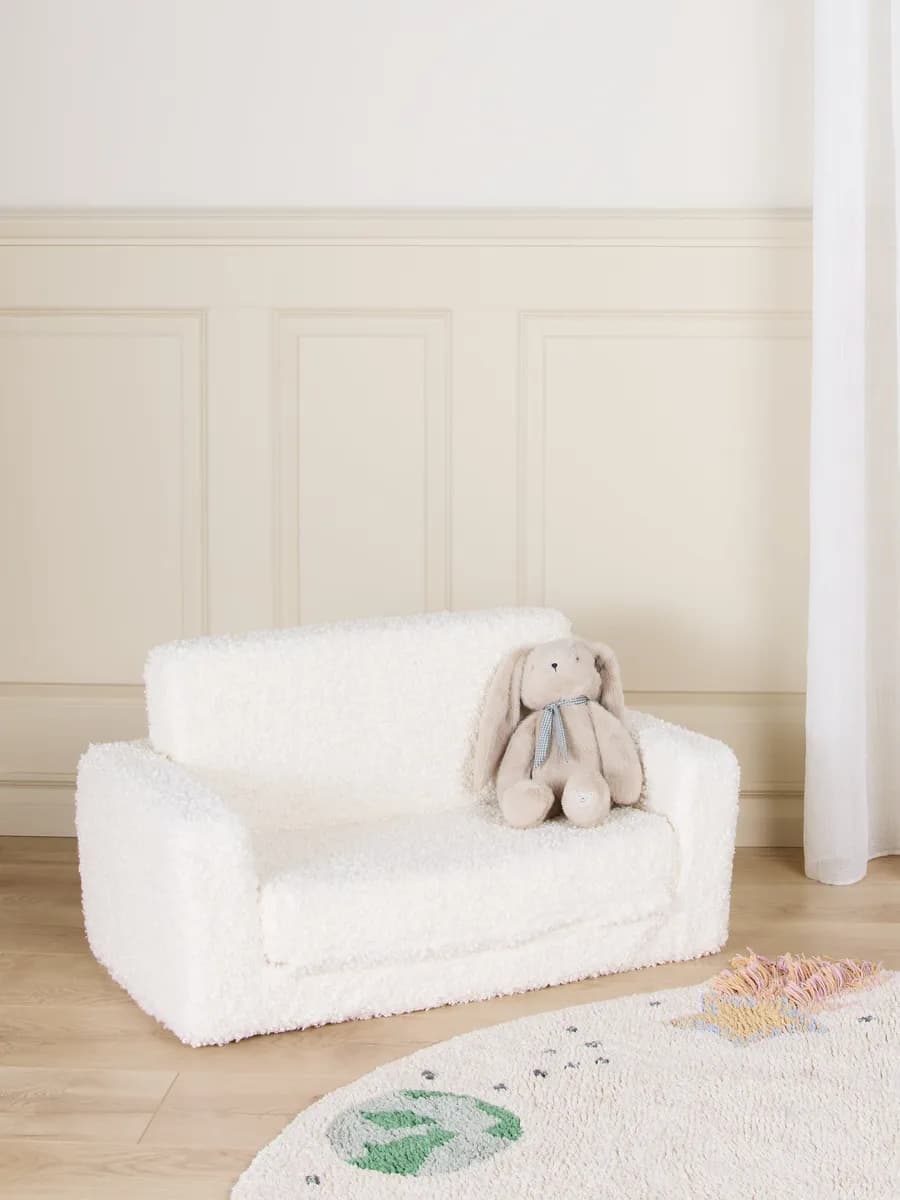 Alice &  Fox Cubbie  Vikbar Barnsoffa 94x55cm, White Teddy