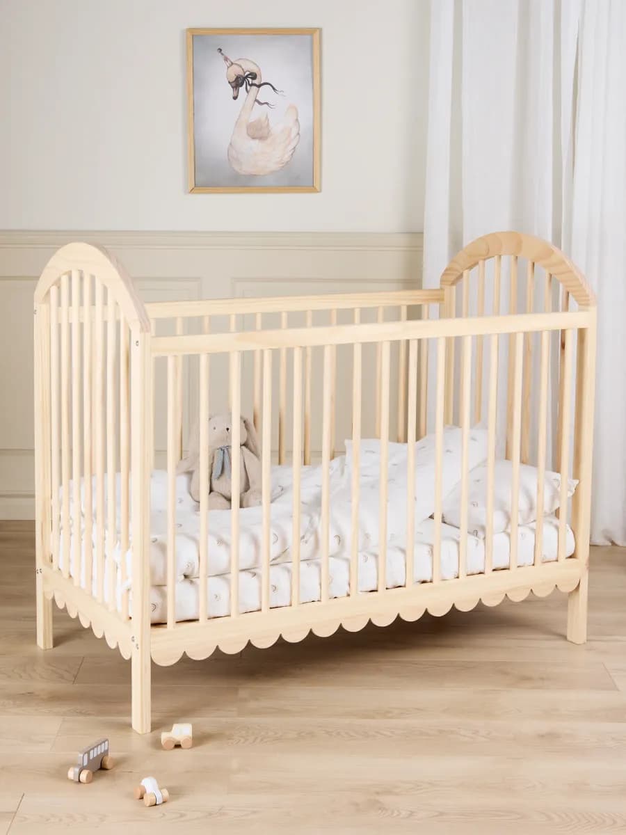 Alice &   Fox Dune Spjälsäng inkl. BabyMatex Fresh Madrass 60x120, Natural Wood