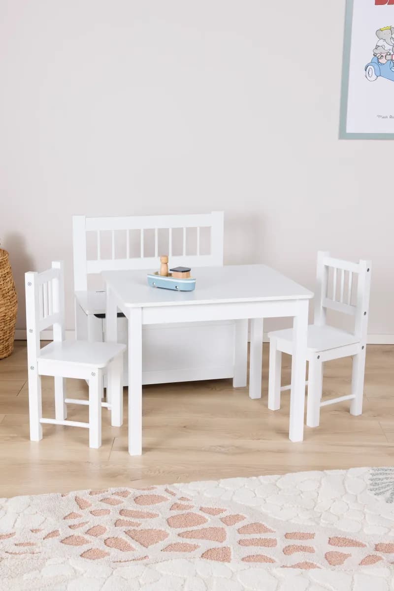 Alice &  Fox LOVIS Bord och Stolar + Barnsoffa med Förvaring, Vit, Förvaring Barnrum