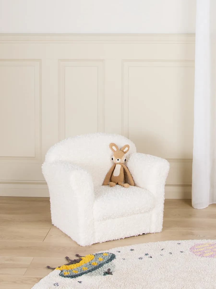 Alice &  Fox Puffin Barnfåtölj, White Teddy