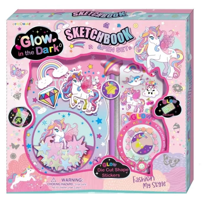 Anteckningsbok Unicorn med Penna & Självlysande Stickers