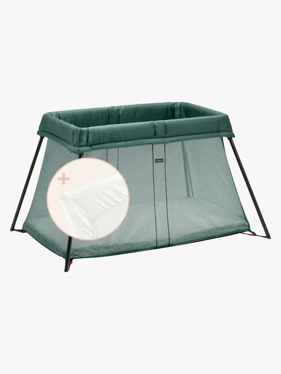 BabyBjörn Light Resesäng med Överdragslakan, Mörkgrön