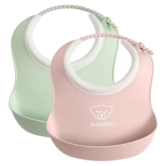 BabyBjörn Liten Haklapp 2-pack (Blekgrön/Blekrosa)