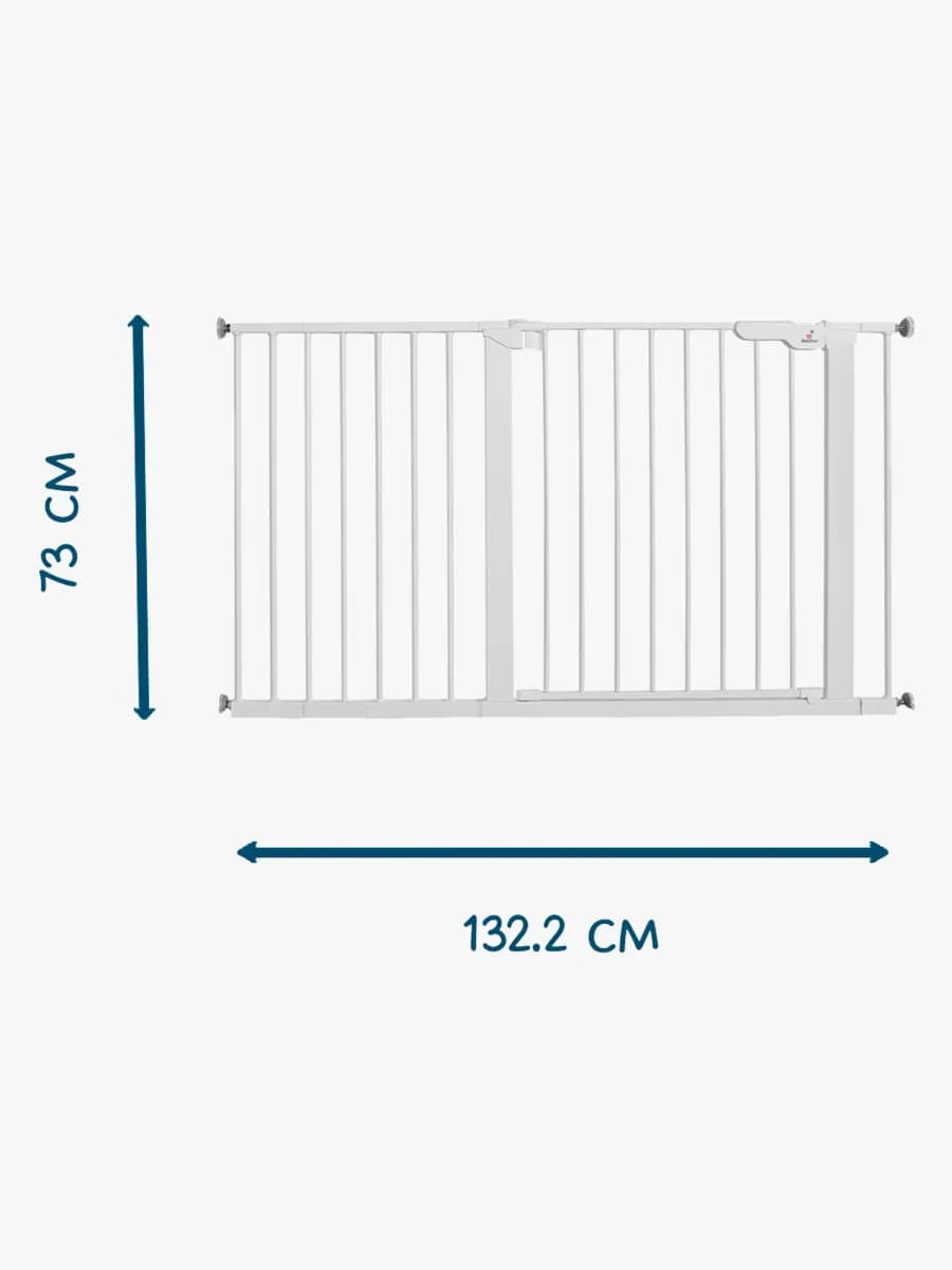 BabyDan Premier Spänngrind + 8 Förlängningar 126-132,2 cm, Vit