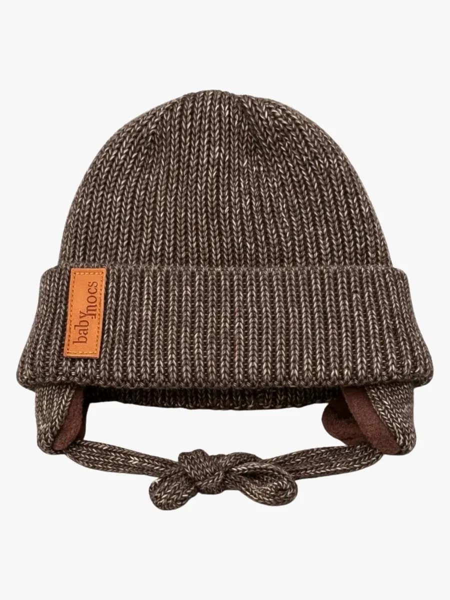 BabyMocs Mössa med Öronlappar, Greige, 3-6 mån