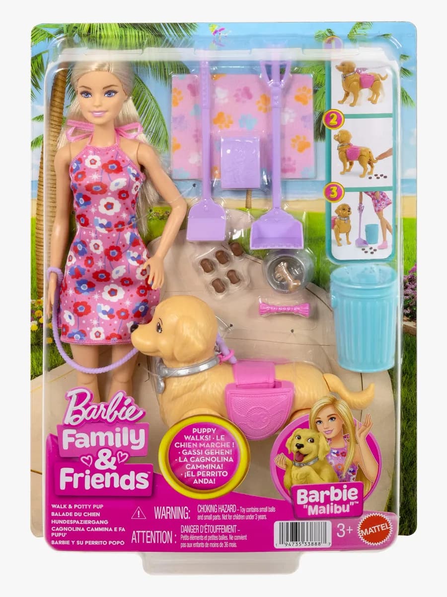 Barbie Family &  Friends Malibu Lekset Hundrastning