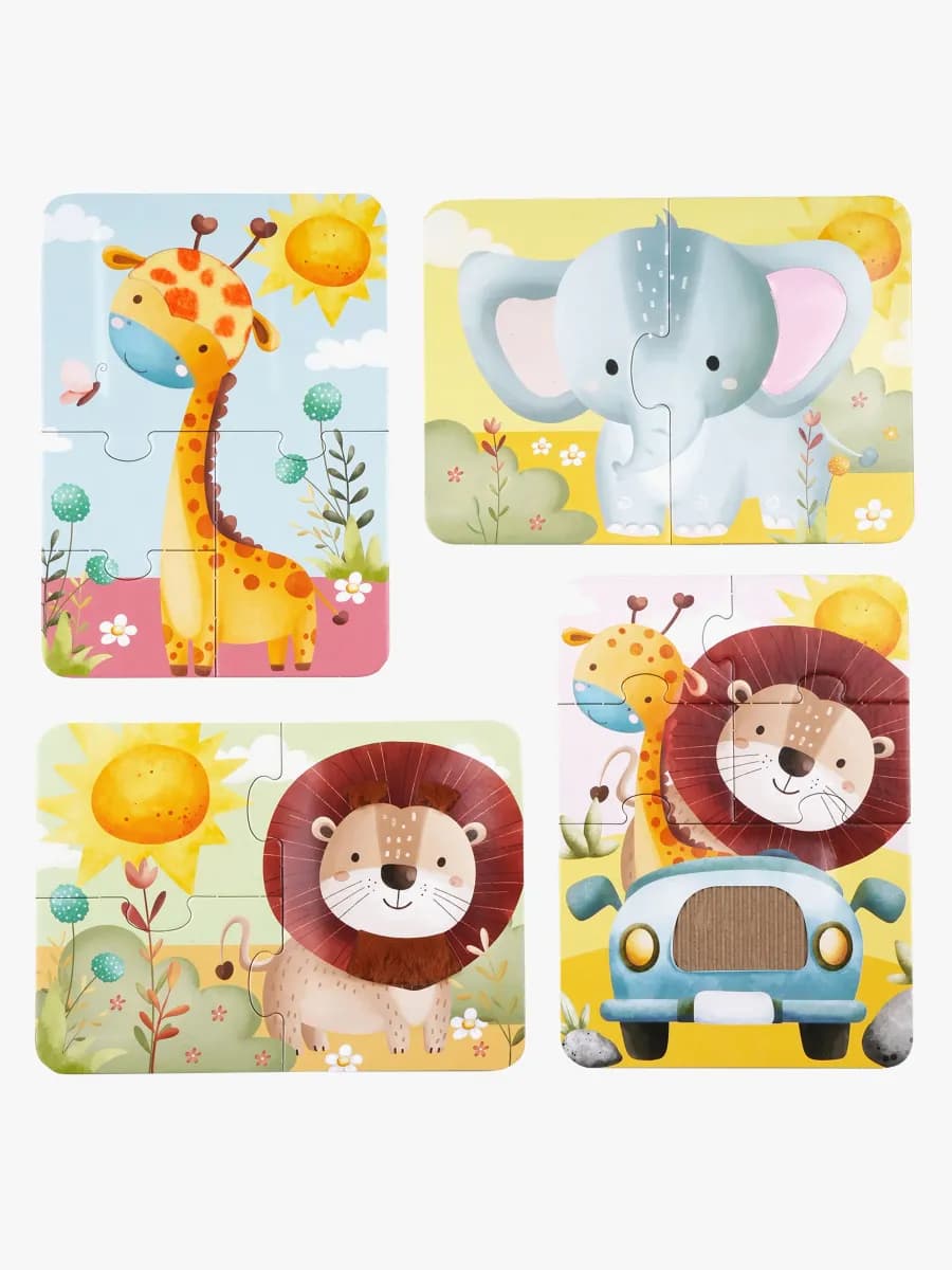 Barbo Toys  Rör &  känn Pussel Safari 4-i-1
