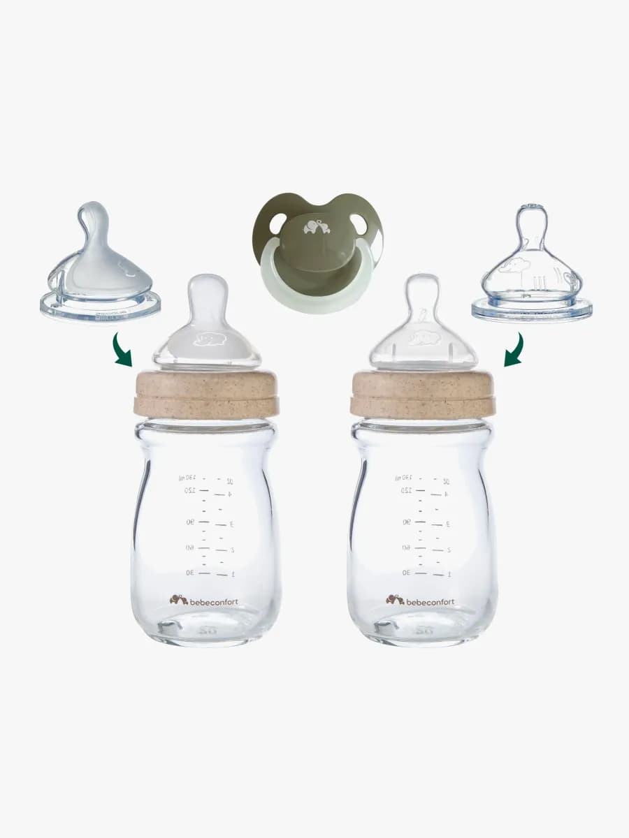 Bebeconfort Physio Air Nappflaskor Glas Set, Sand