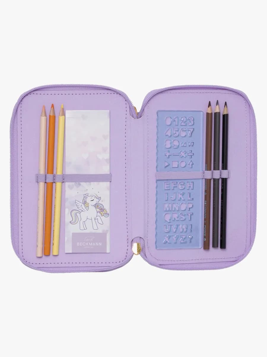 Beckmann Fylld Trippelpennfodral, Unicorn Princess Purple