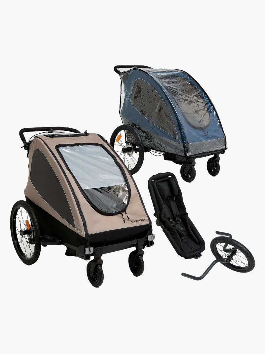 Beemoo Activity Sport Cykelvagn Inkl. Newborn Set, Joggingkit &  Regnskydd, Beige