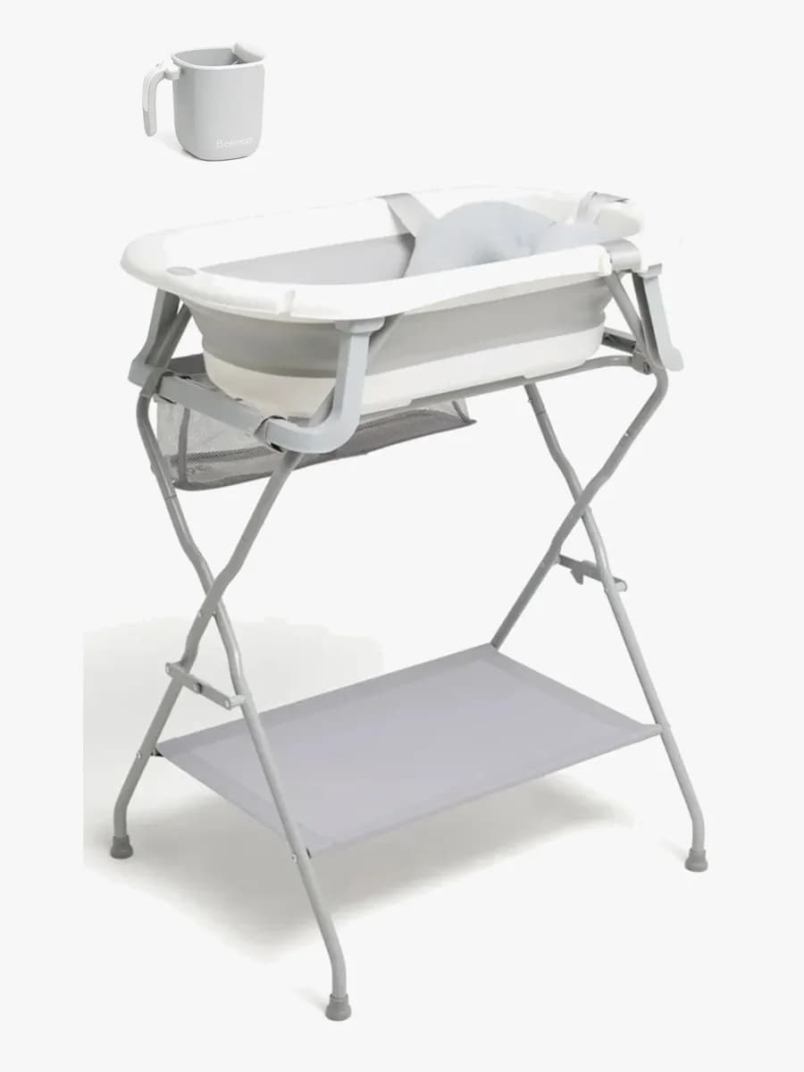 Beemoo CARE Assist Badbalja Inkl. Badstöd, Badstativ &  Sköljkanna, Grey/White