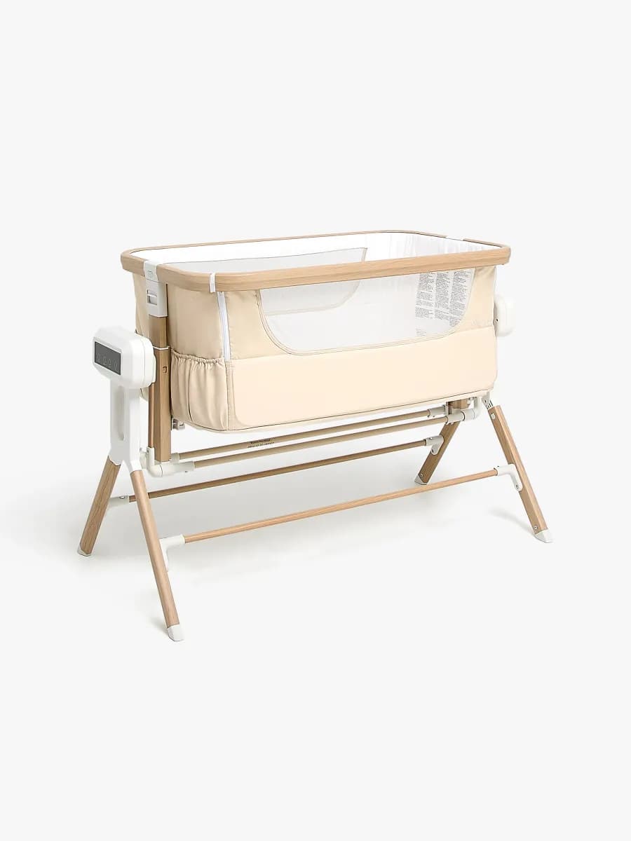 Beemoo CARE AutoMotion Bedside Crib, Beige/Wood
