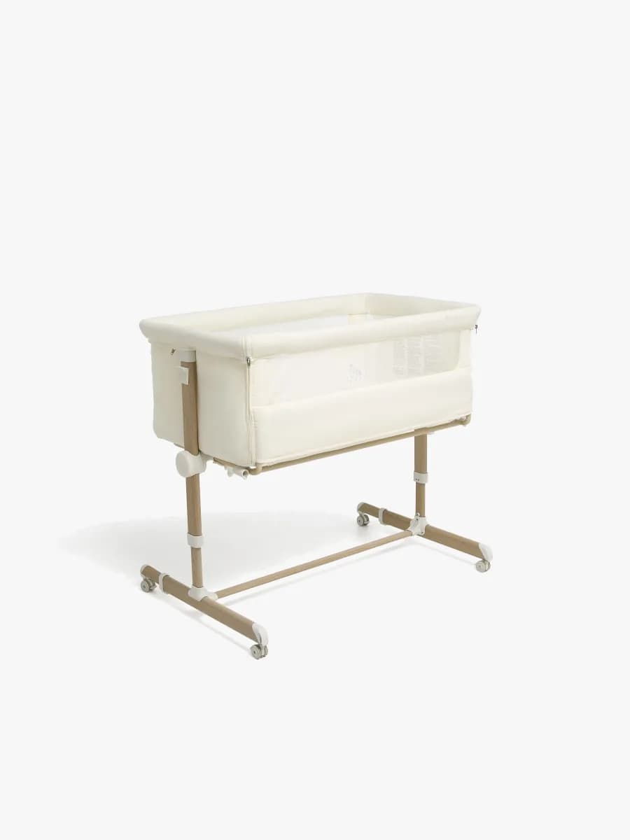 Beemoo CARE Calm Bedside Crib, Nature/White