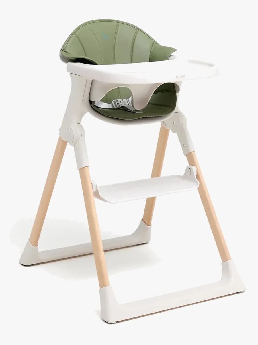 Beemoo CARE Harmony Matstol Inkl. Matstolsdyna, White/Wood/Green