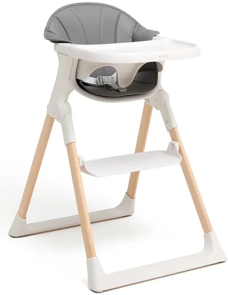 Beemoo CARE Harmony Matstol Inkl. Matstolsdyna, White/Wood/Grey