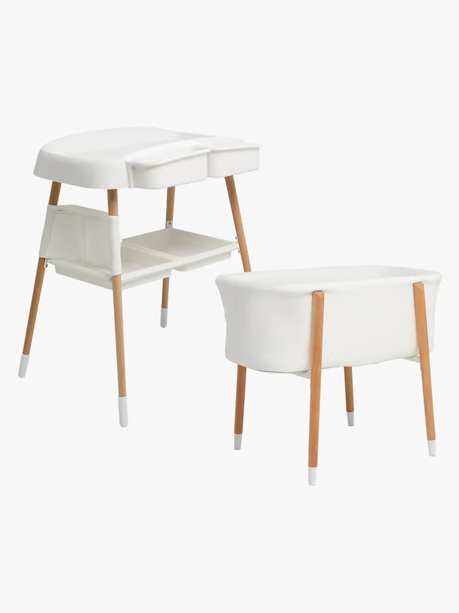 Beemoo CARE Nordic Spjälsäng &  Skötbord, White/Wood