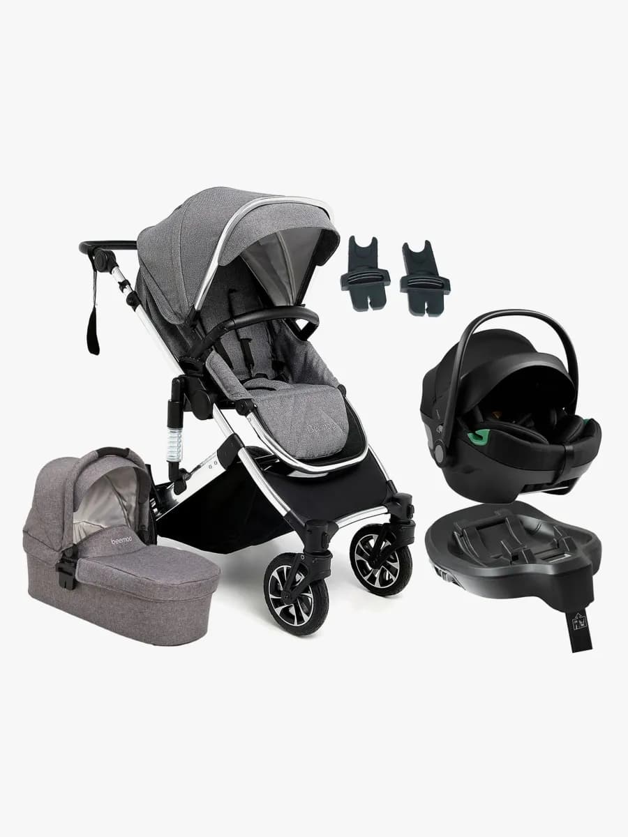 Beemoo Maxi 4 Duovagn inkl. Axkid GOKID Babyskydd &  Bas, Grey/Silver