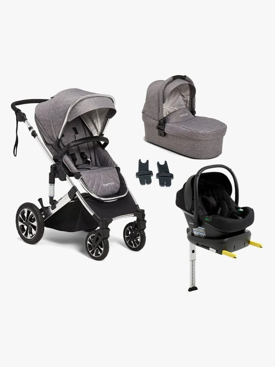 Beemoo Maxi 4 Duovagn Inkl. Beemoo Route Babyskydd &  Bas, Grey Silver/Black Stone