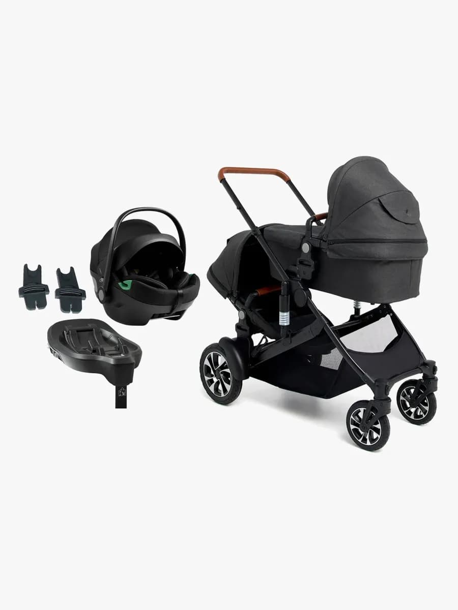 Beemoo Maxi 4 Twin Syskonvagn inkl. Axkid GOKID Babyskydd &  Bas, Black/Black