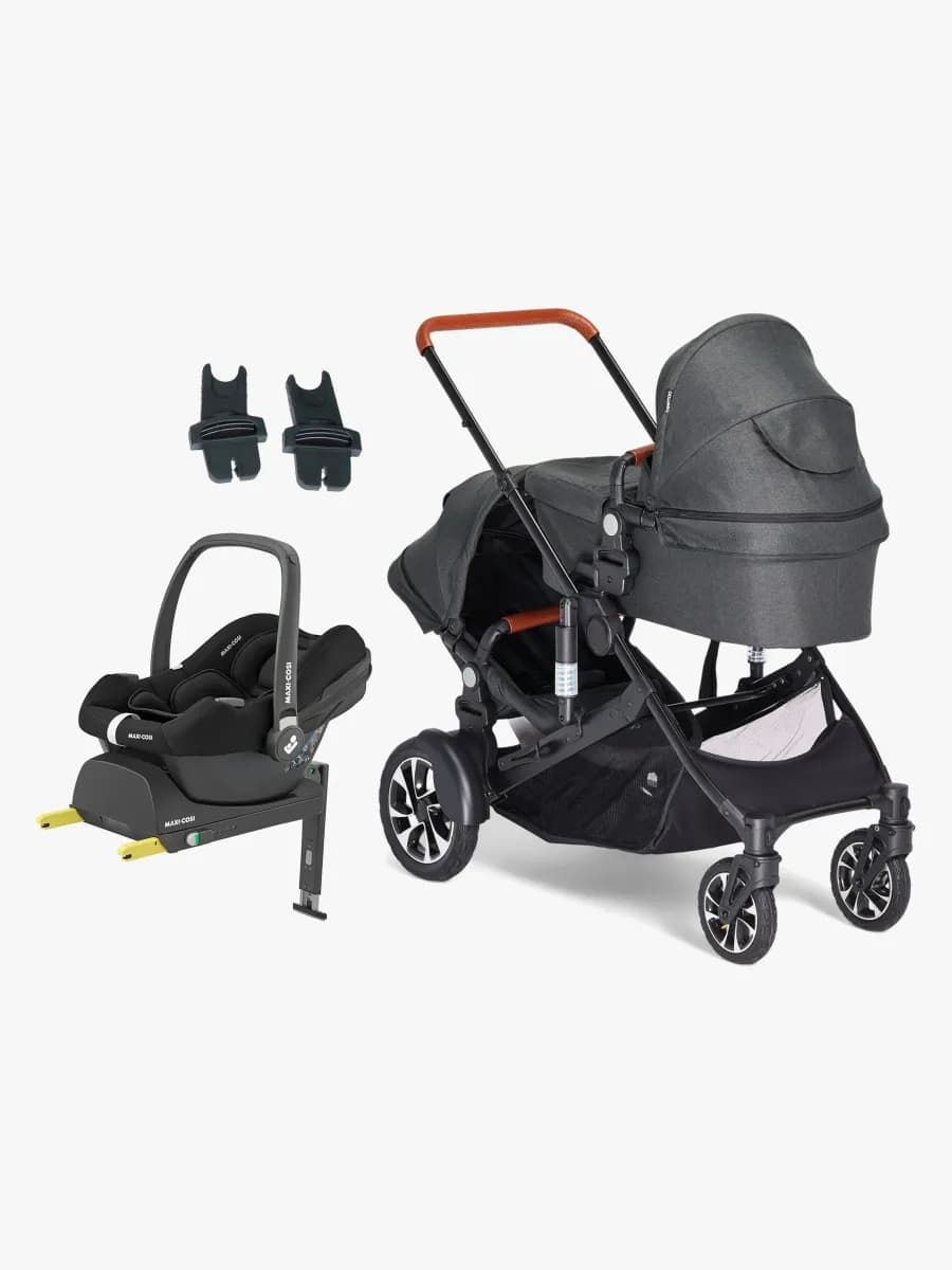 Beemoo Maxi 4 Twin Syskonvagn Inkl. Maxi-Cosi CabrioFix Babyskydd &  Bas, Black
