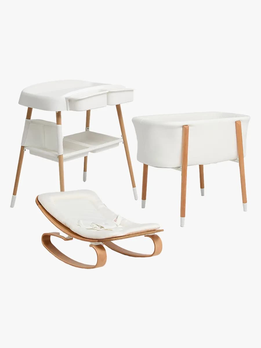 Beemoo Nordic Spjälsäng, Skötbord &  Babysitter, White/Wood