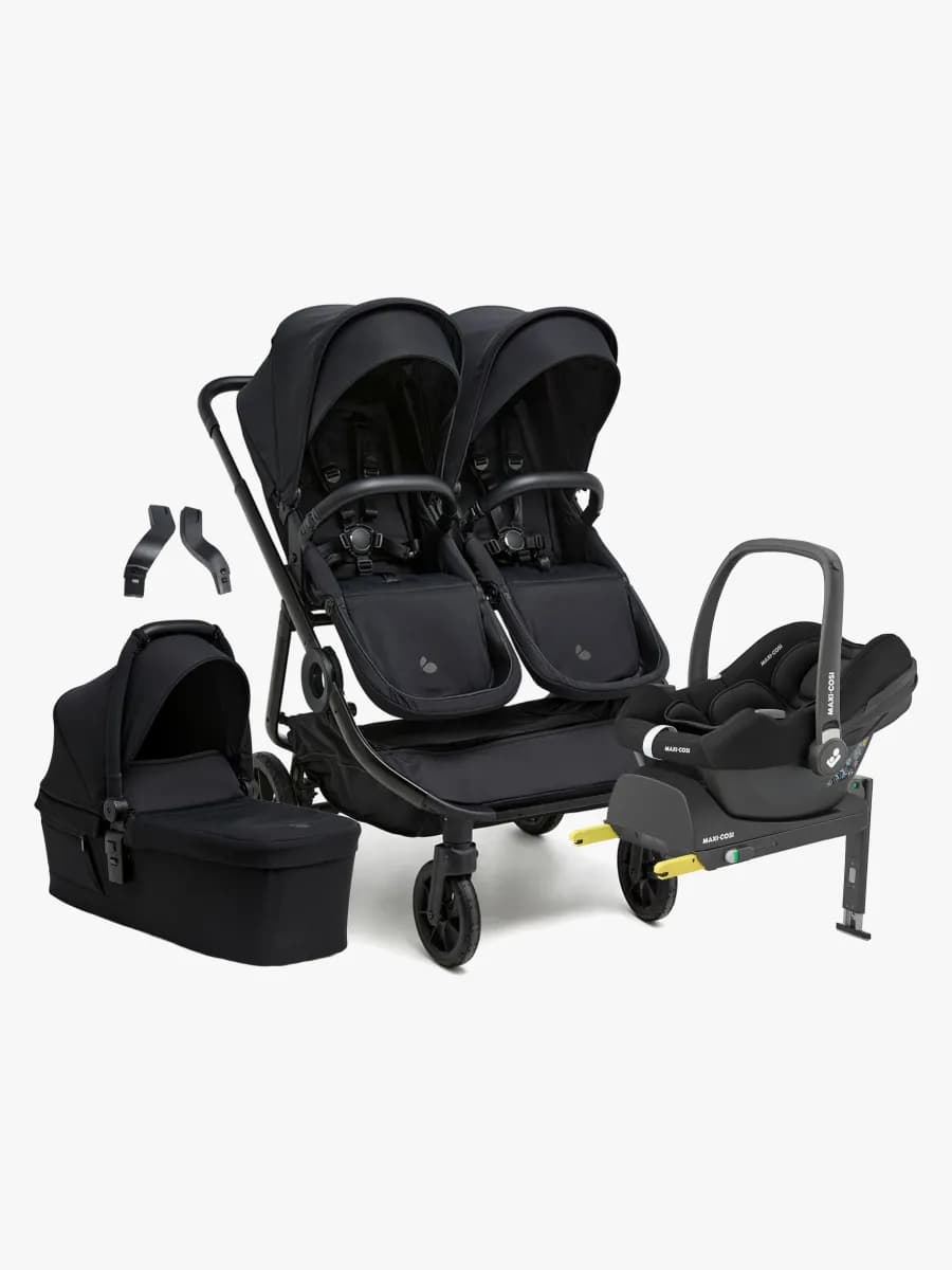 Beemoo Pro Twin 2 Syskonvagn inkl. Maxi-Cosi CabrioFix &  Bas, Coffee Black
