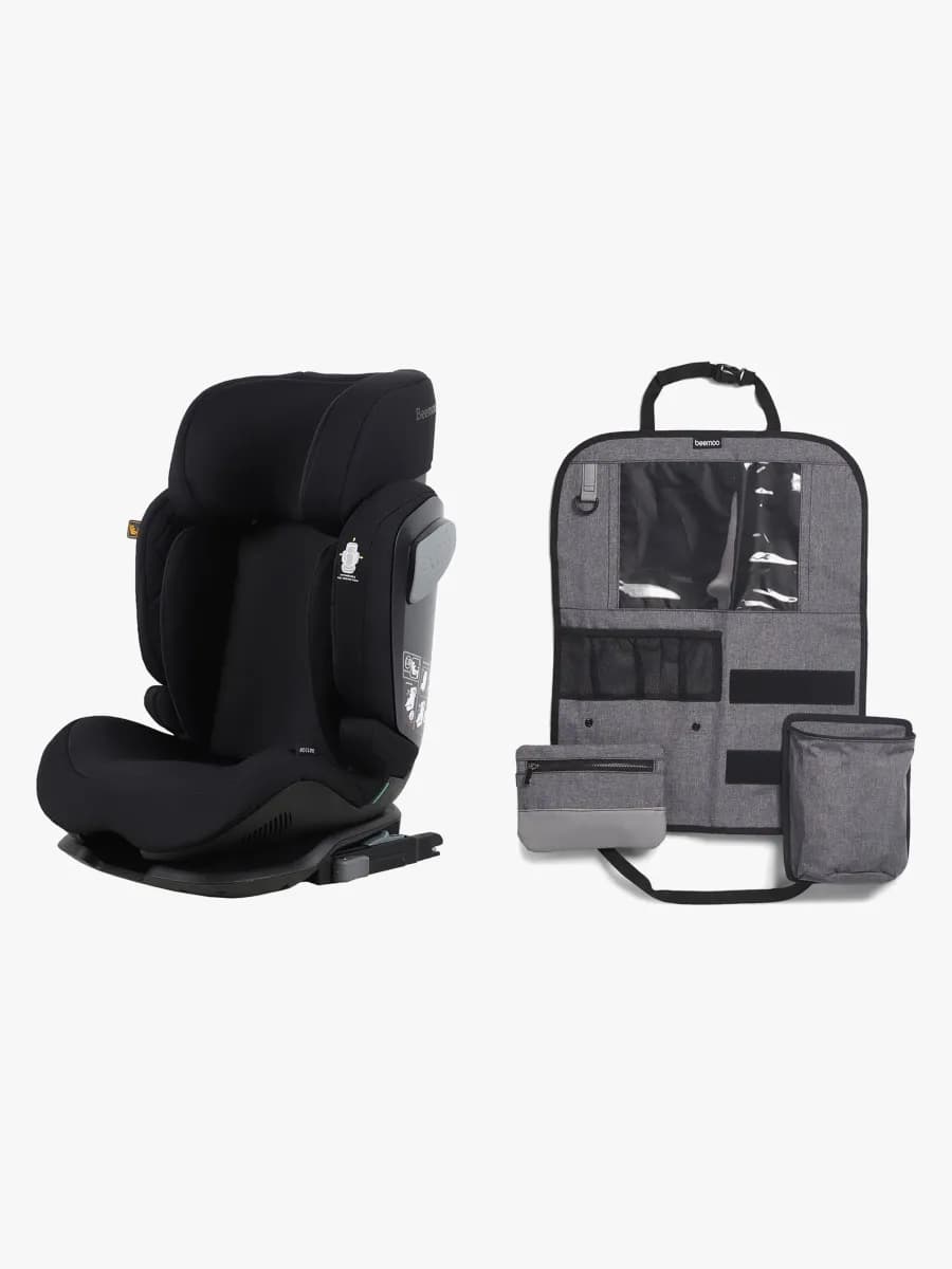 Beemoo Recline i-Size Bältesstol inkl. Deluxe Sparkskydd, Black Stone