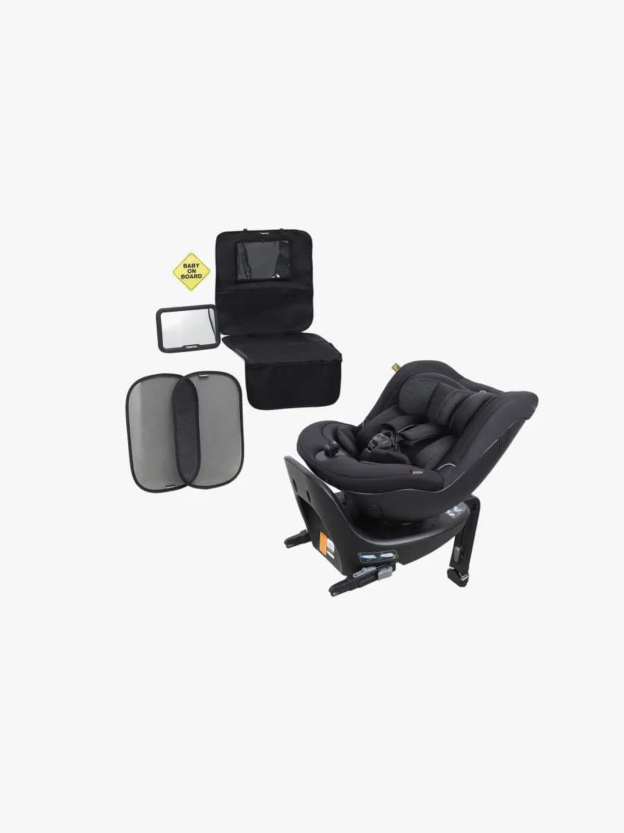 Beemoo Reverse i-Size Bakåtvänd Bilbarnstol Inkl. Tillbehörspaket, Black Stone