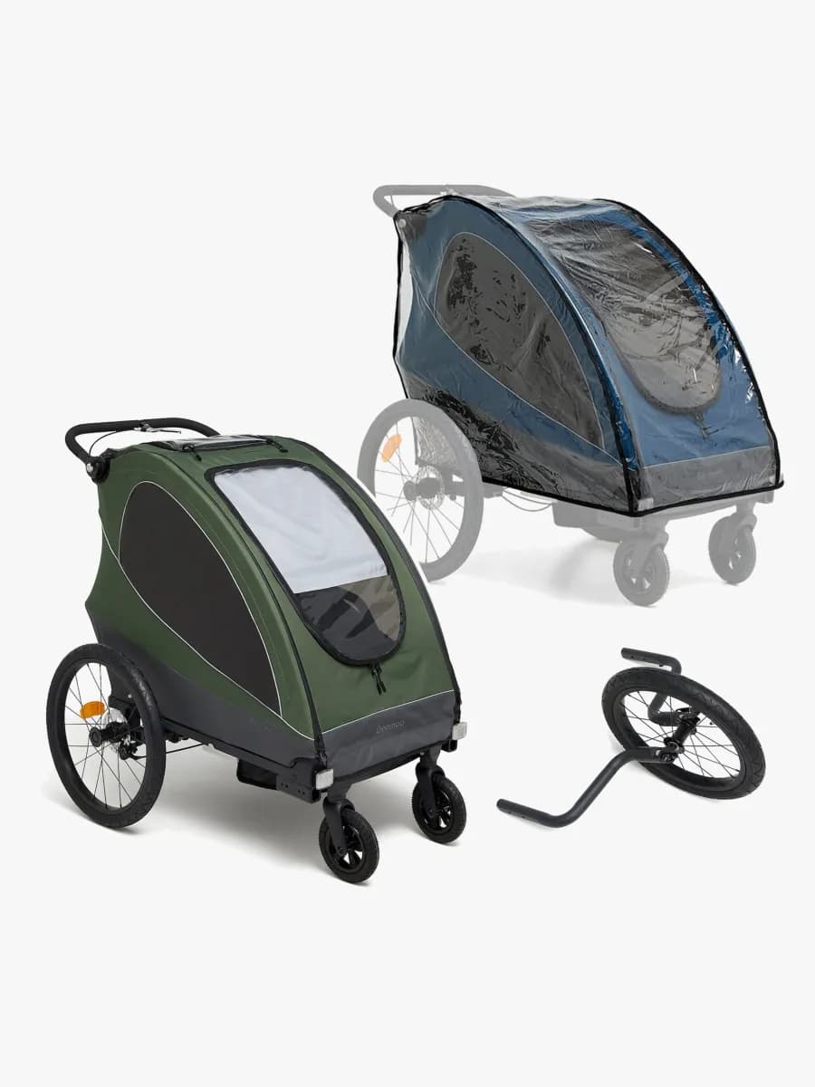Beemoo Sporty Trail Cykelvagn Inkl. Regnskydd &  Joggingkit, Green