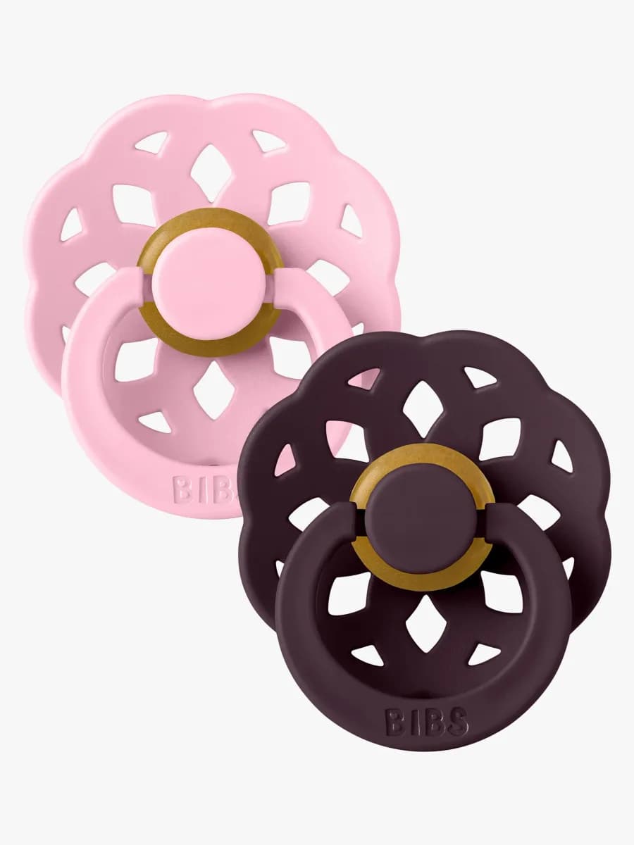 BIBS Boheme Napp 2-Pack Latex Stl 2 Rund, Baby Pink/Plum