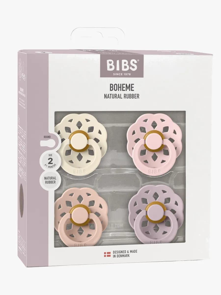 BIBS Boheme Napp 4-Pack Latex Stl 2, Ivory/Blush/Blossom/Dusky Lilac