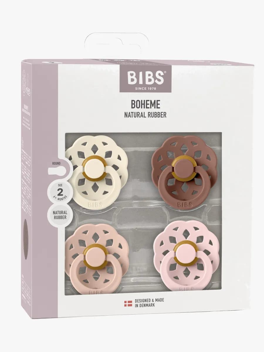 BIBS Boheme Napp 4-Pack Latex Stl 2, Ivory/Blush/Woodchuck/Blossom