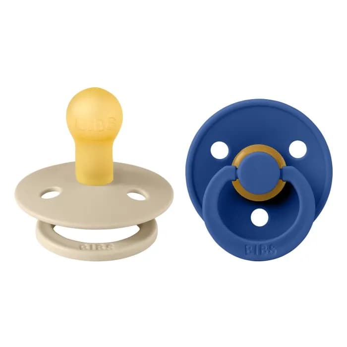 BIBS Colour 2-pack Latex Napp 0-6 mån (Vanilla/Cornflower)