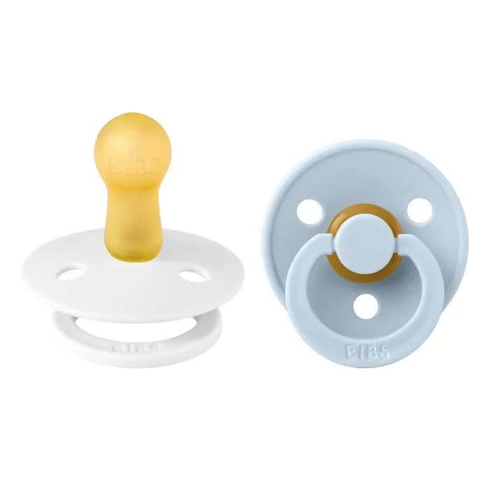 BIBS Colour 2-pack Latex Napp 6-18 mån (White/Baby Blue)