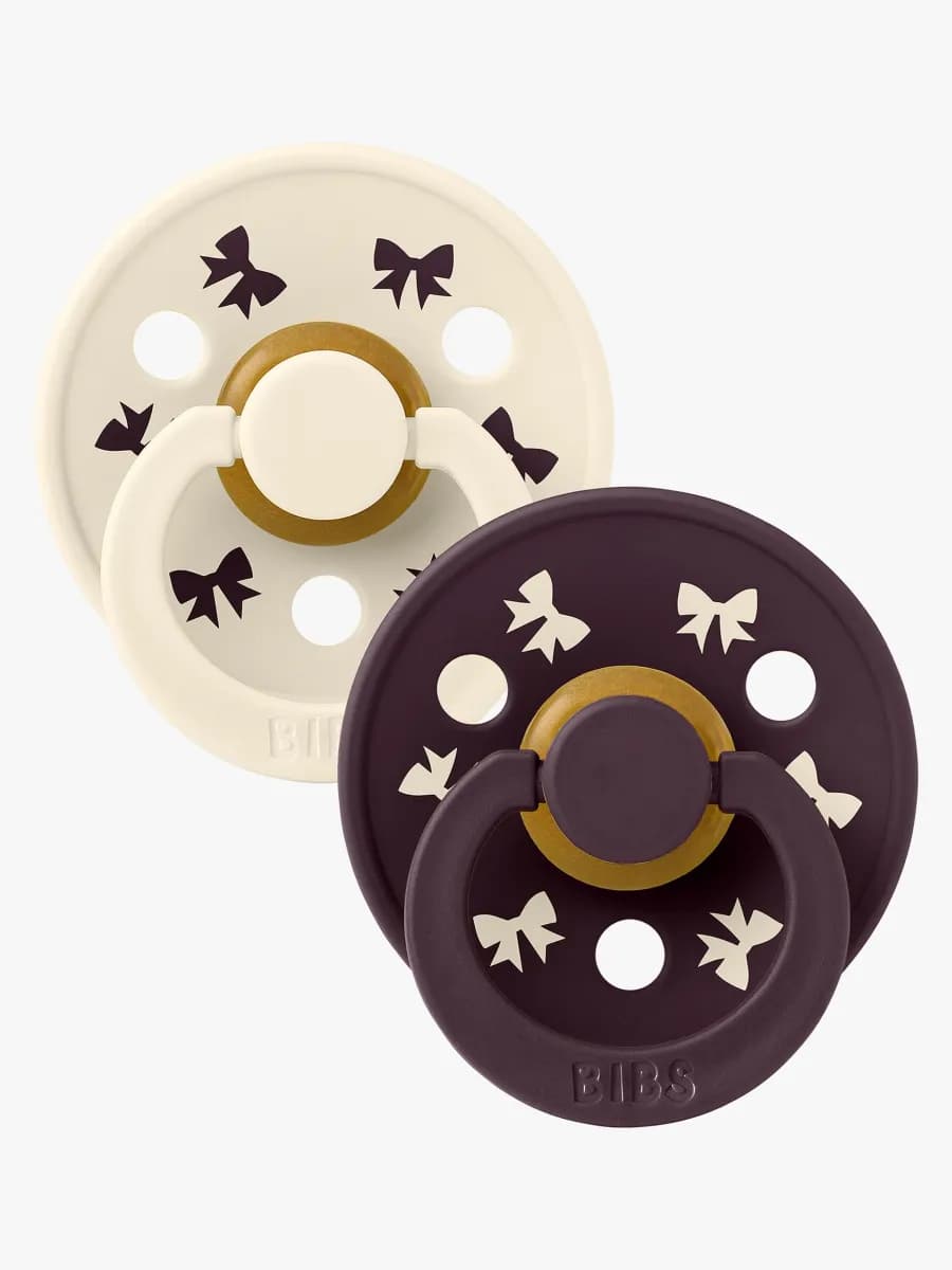 BIBS Colour Holiday Bow Napp 2-Pack Latex Stl 2, Ivory/Plum