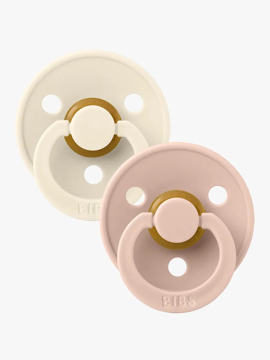 BIBS Colour Napp 2-pack Latex Stl 1 Rund, Ivory/Blush
