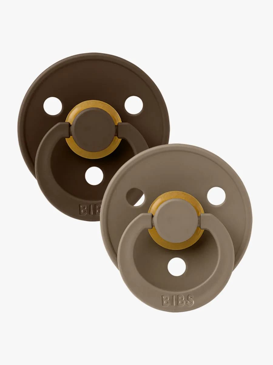 BIBS Colour Napp 2-pack Latex Stl 1 Rund, Mocha/Dark Oak