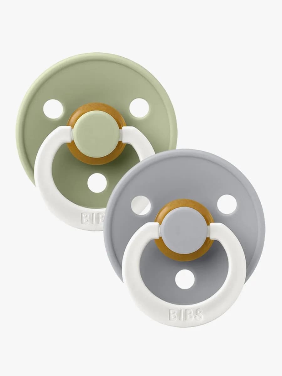 BIBS Colour Napp 2-pack Latex Stl 1 Rund, Sage Glow/Cloud Glow