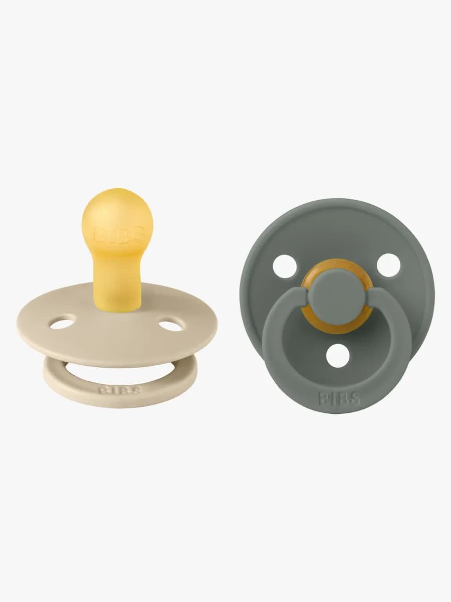 BIBS Colour Napp 2-Pack Latex Stl 1 Rund, Vanilla/Pine