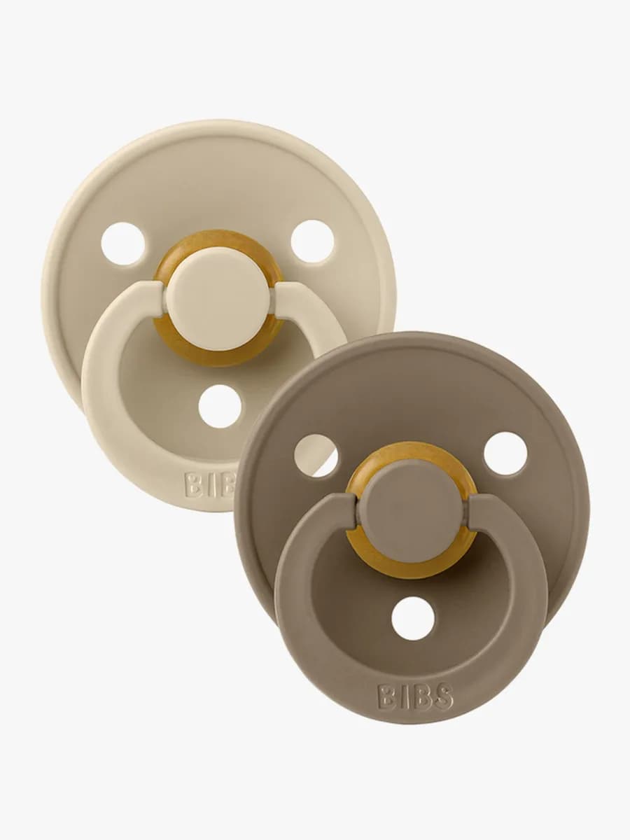 BIBS Colour Napp 2-pack Latex Stl 3 Rund, Vanilla/Dark Oak