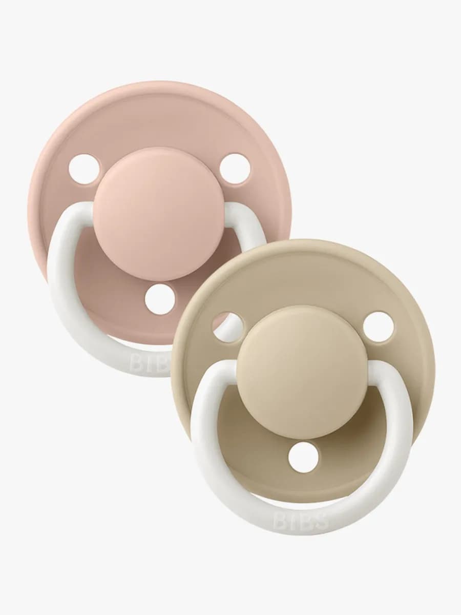 BIBS De Lux Napp 2-pack Silikon One Size Rund, Blush Glow/Vanilla Glow