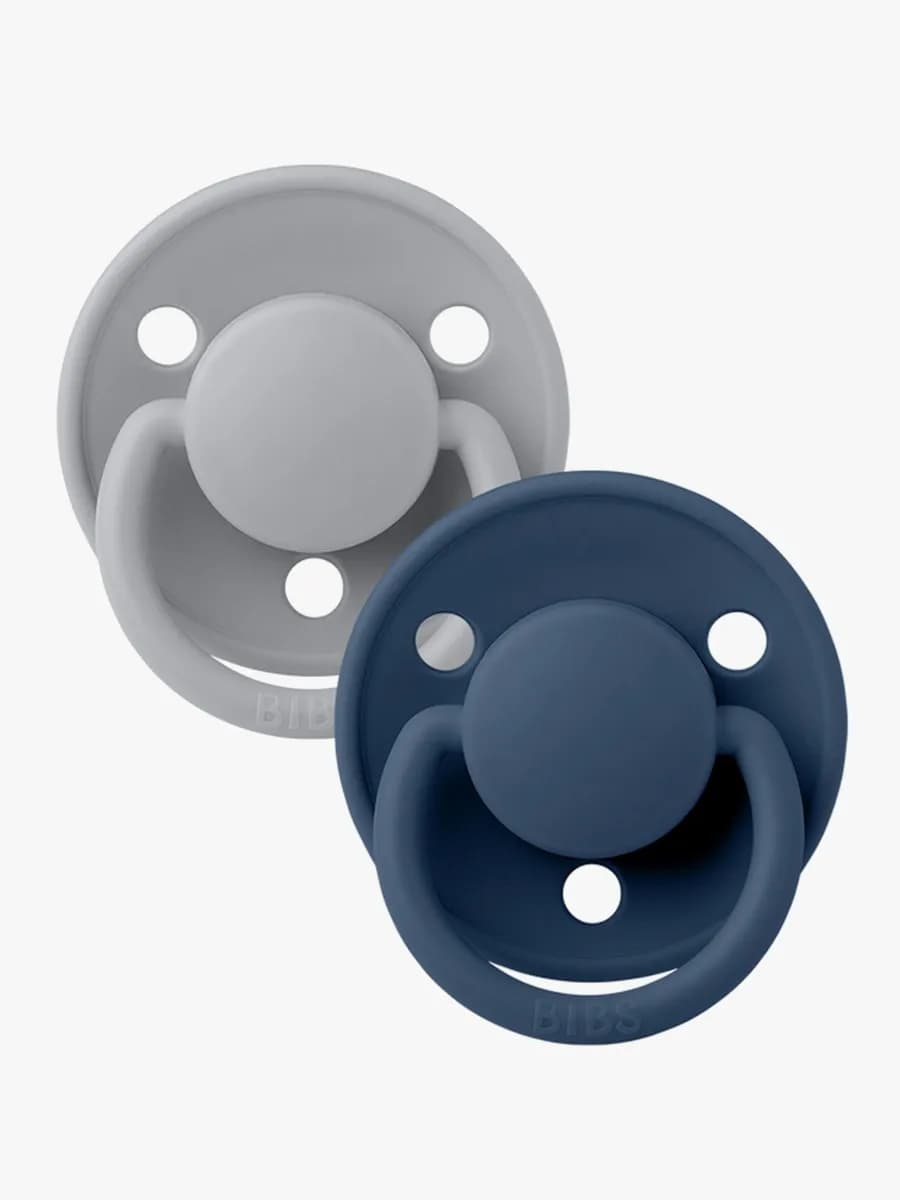 BIBS De Lux Napp 2-pack Silikon One Size Rund, Cloud/Steel Blue