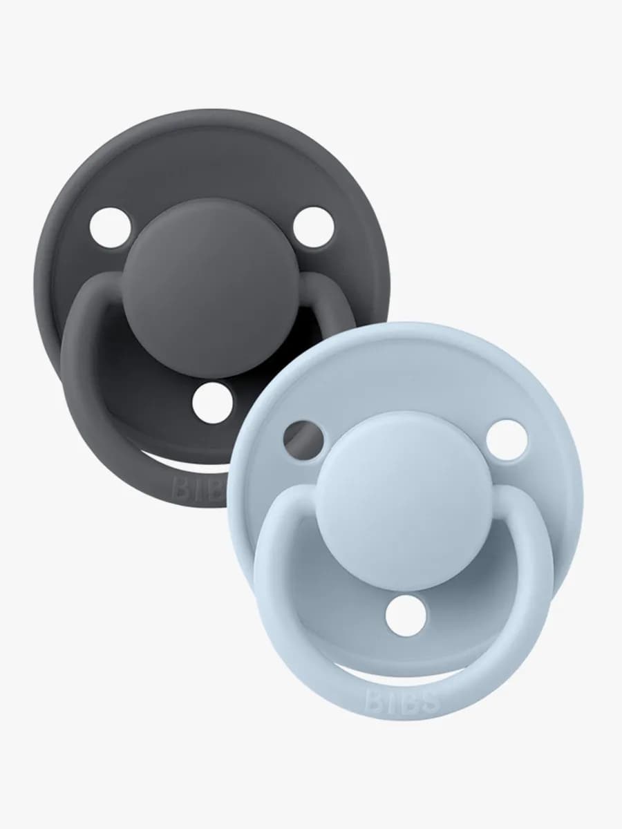BIBS De Lux Napp 2-pack Silikon One Size Rund, Iron/Baby Blue