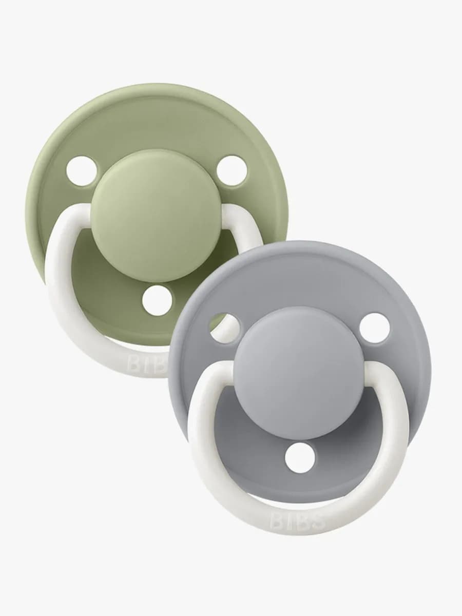 BIBS De Lux Napp 2-pack Silikon One Size Rund, Sage Glow/Cloud Glow